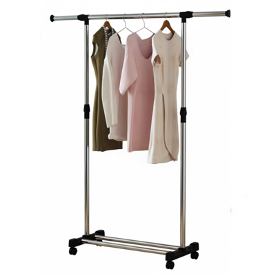 HOUSEWARE Large Telescopic Stainless Steel Single Rod Cloth Rack 8017-1